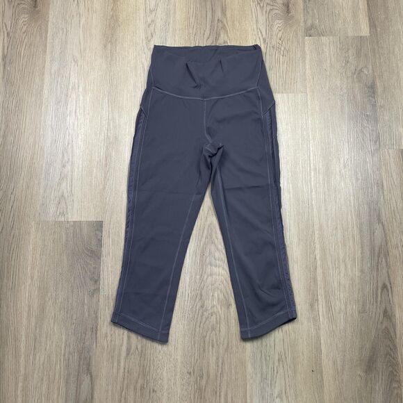 Lululemon Pants Womens 8 Gray High Rise Mesh Detail Yoga Athletic Cropped - Picture 1 of 10